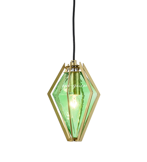 钻石形长款绿玻单头吊灯