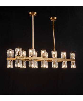 圆环K9水晶上下双头长形餐吊灯